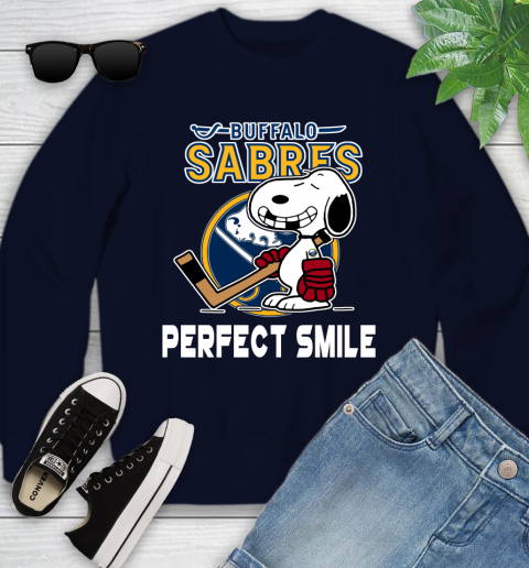 NHL Buffalo Sabres Snoopy Perfect Smile The Peanuts Movie Hockey T Shirt Youth Sweatshirt 2
