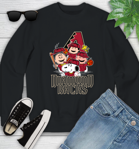 MLB Arizona Diamondbacks Snoopy Charlie Brown Woodstock The Peanuts Movie Baseball T Shirt_000 Youth Sweatshirt