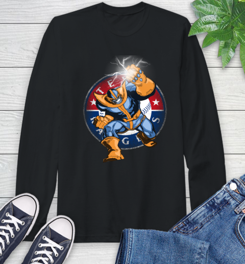 Texas Rangers MLB Baseball Thanos Avengers Infinity War Marvel Long Sleeve T-Shirt