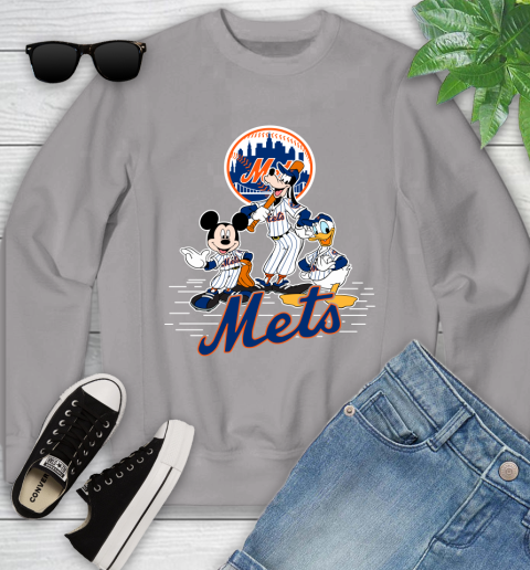 MLB New York Mets Mickey Mouse Donald Duck Goofy Baseball T Shirt Youth Sweatshirt 3