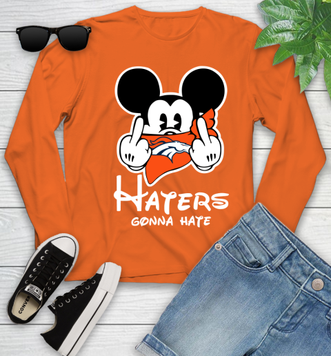 NFL Denver Broncos Haters Gonna Hate Mickey Mouse Disney Football T Shirt Youth Long Sleeve 3