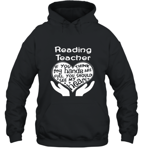 Teachers giftsTeacher shirts READING TEACHER WITH HEART Hooded