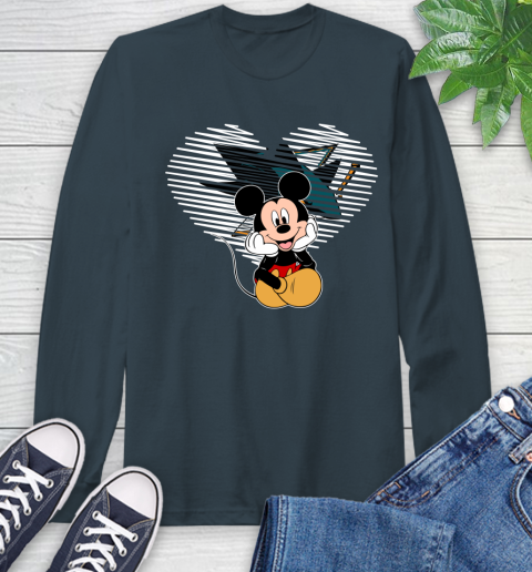 NHL San Jose Sharks The Heart Mickey Mouse Disney Hockey Long Sleeve T-Shirt 9