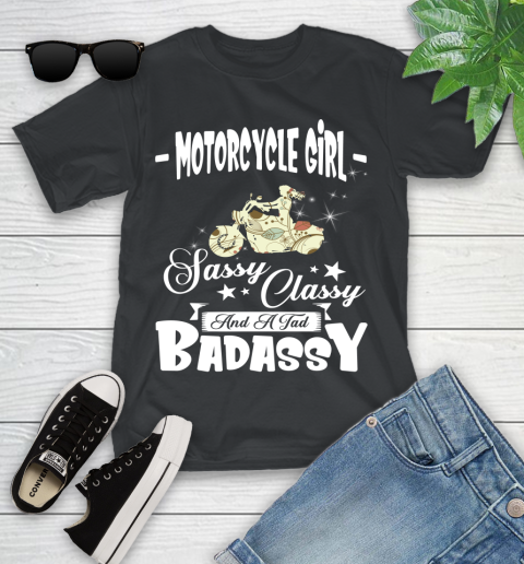 Motorcycle Girl Sassy Classy And A Tad Badassy Youth T-Shirt