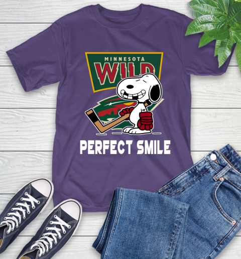 NHL Minnesota Wild Snoopy Perfect Smile The Peanuts Movie Hockey T Shirt T-Shirt 5