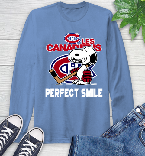 NHL Montreal Canadiens Snoopy Perfect Smile The Peanuts Movie Hockey T Shirt Long Sleeve T-Shirt 12