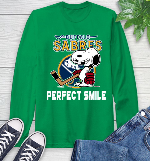 NHL Buffalo Sabres Snoopy Perfect Smile The Peanuts Movie Hockey T Shirt Long Sleeve T-Shirt 8