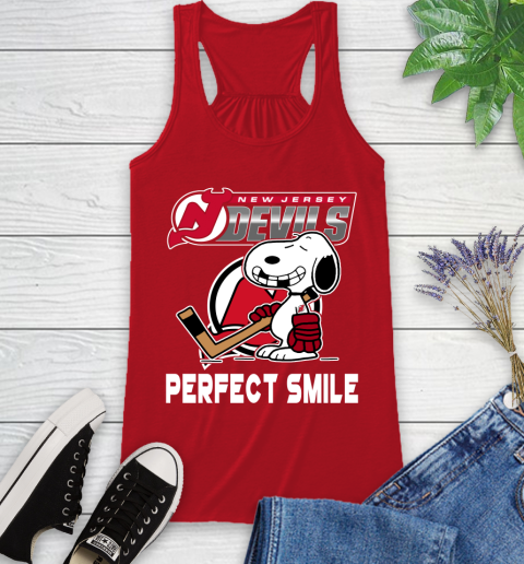 NHL New Jersey Devils Snoopy Perfect Smile The Peanuts Movie Hockey T Shirt Racerback Tank 5