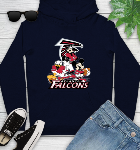NFL Atlanta Falcons Mickey Mouse Donald Duck Goofy Football Shirt Youth Hoodie - Image 4