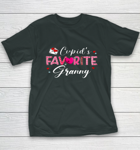 Cupid's Favorite Granny Leopard Plaid Funny Valentine Day Youth T-Shirt 12