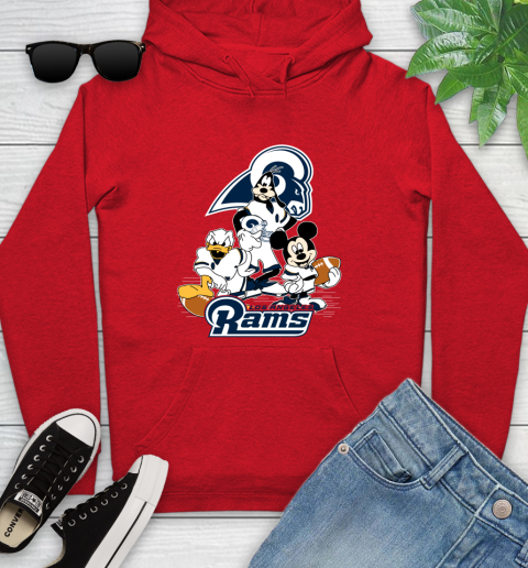 NFL Los Angeles Rams Mickey Mouse Donald Duck Goofy Football Shirt Youth Hoodie 12