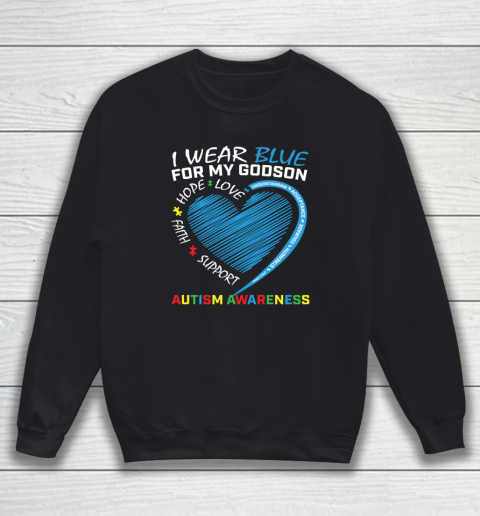 I Wear Blue For My Godson Autism Awareness Puzzle Heart Sweatshirt