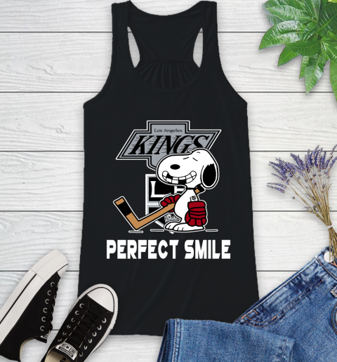 NHL Los Angeles Kings Snoopy Perfect Smile The Peanuts Movie Hockey T Shirt Racerback Tank
