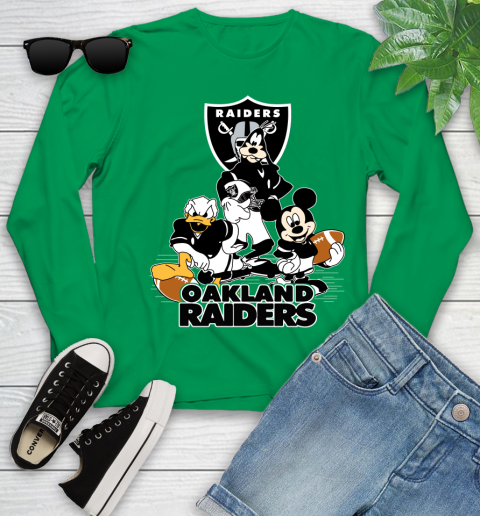 NFL Oakland Raiders Mickey Mouse Donald Duck Goofy Football Shirt Youth Long Sleeve 7