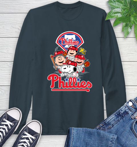 MLB Philadelphia Phillies Snoopy Charlie Brown Woodstock The Peanuts Movie Baseball T Shirt_000 Long Sleeve T-Shirt 9