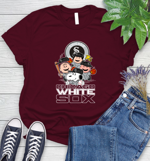 MLB Chicago White Sox Snoopy Charlie Brown Woodstock The Peanuts Movie Baseball T Shirt_000 Women's T-Shirt 7