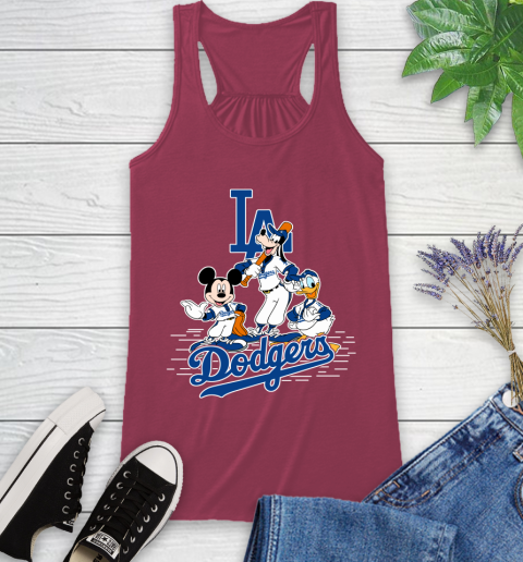 MLB Los Angeles Dodgers Mickey Mouse Donald Duck Goofy Baseball T Shirt Racerback Tank 7