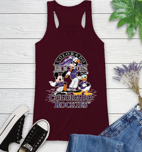 MLB Colorado Rockies Mickey Mouse Donald Duck Goofy Baseball T Shirt Racerback Tank 2