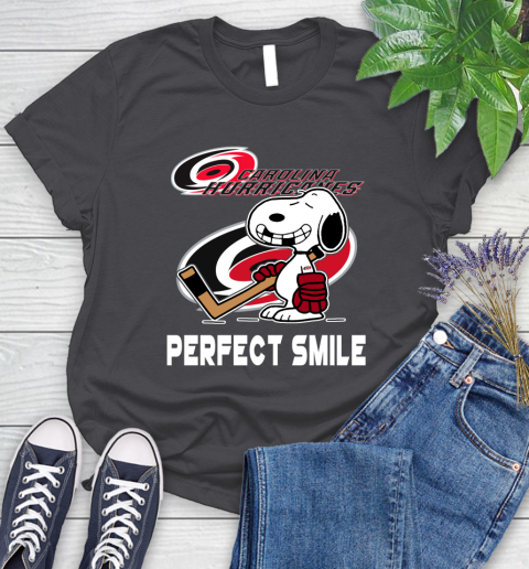 NHL Carolina Hurricanes Snoopy Perfect Smile The Peanuts Movie Hockey T Shirt Women's T-Shirt 8