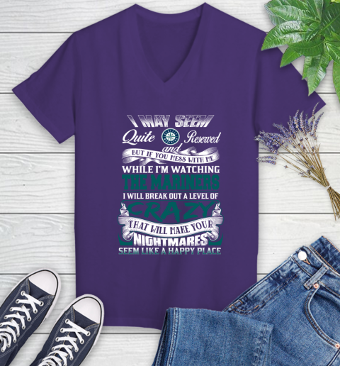 Seattle Mariners MLB Baseball Don't Mess With Me While I'm Watching My Team Women's V-Neck T-Shirt 3