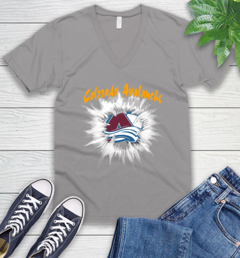 Colorado Avalanche NHL Hockey Adoring Fan Rip Sports V-Neck T-Shirt 3