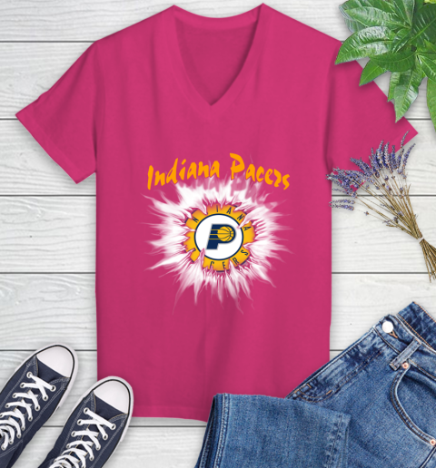 Indiana Pacers NBA Basketball Rip Sports Women's V-Neck T-Shirt 9