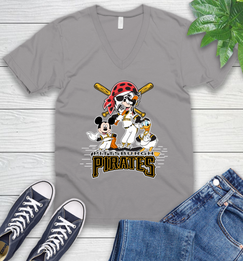 MLB Pittsburgh Pirates Mickey Mouse Donald Duck Goofy Baseball T Shirt V-Neck T-Shirt 3