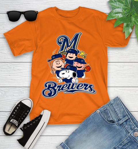 MLB Milwaukee Brewers Snoopy Charlie Brown Woodstock The Peanuts Movie Baseball T Shirt_000 Youth T-Shirt 9