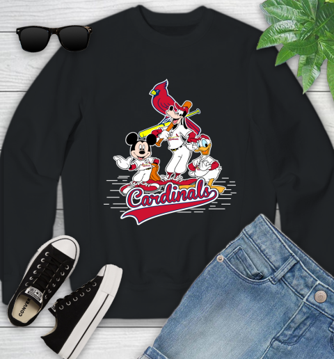 MLB St.Louis Cardinals Mickey Mouse Donald Duck Goofy Baseball T Shirt Youth Sweatshirt