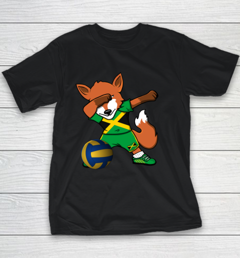 Dabbing Fox Jamaica Volleyball Fans Jersey Jamaican Youth T-Shirt
