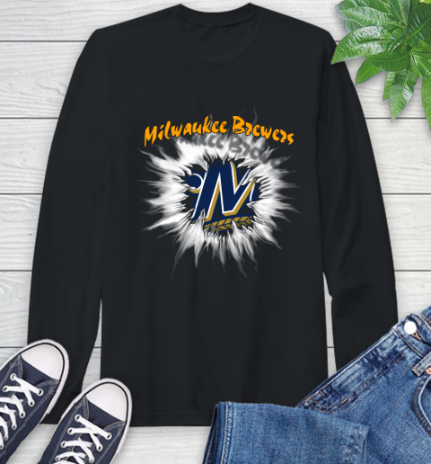 Milwaukee Brewers MLB Baseball Adoring Fan Rip Sports Long Sleeve T-Shirt