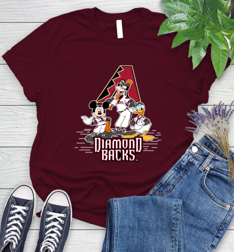 MLB Arizona Diamondbacks Mickey Mouse Donald Duck Goofy Baseball T Shirt Women's T-Shirt 7