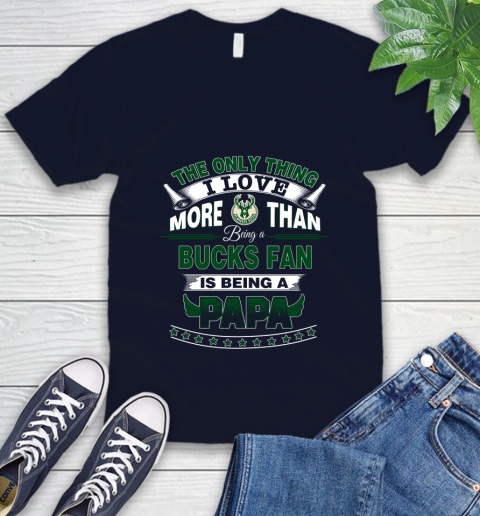 NBA The Only Thing I Love More Than Being A Milwaukee Bucks Fan Is Being A Papa Basketball V-Neck T-Shirt 2
