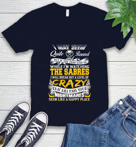 Buffalo Sabres NHL Hockey Don't Mess With Me While I'm Watching My Team V-Neck T-Shirt 2