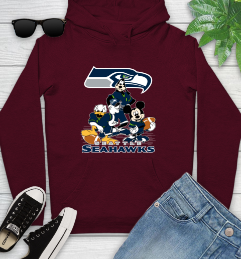 NFL Seattle Seahawks Mickey Mouse Donald Duck Goofy Football Shirt Youth Hoodie 7