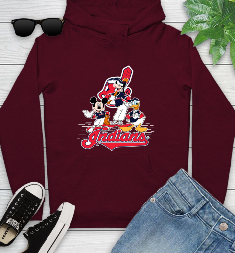 MLB Cleveland Indians Mickey Mouse Donald Duck Goofy Baseball T Shirt Youth Hoodie 7