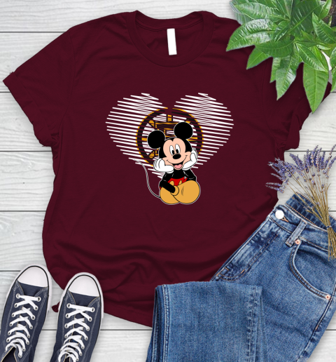 NHL Boston Bruins The Heart Mickey Mouse Disney Hockey Women's T-Shirt 7