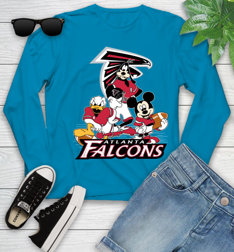 NFL Atlanta Falcons Mickey Mouse Donald Duck Goofy Football Shirt Youth Long Sleeve 8