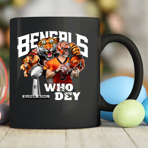 Cincinnati Bengals 9 Joe Burrow Who Dey Champion Super Bowl Signature Ceramic Mug 11oz