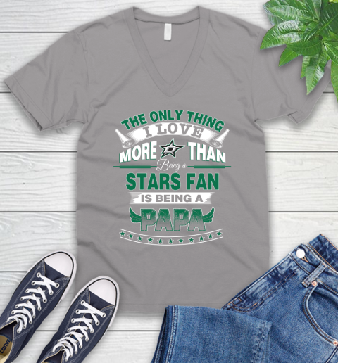 NHL The Only Thing I Love More Than Being A Dallas Stars Fan Is Being A Papa Hockey V-Neck T-Shirt 3