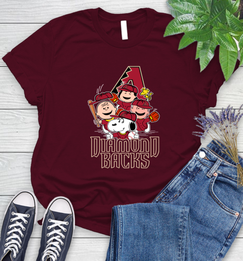 MLB Arizona Diamondbacks Snoopy Charlie Brown Woodstock The Peanuts Movie Baseball T Shirt_000 Women's T-Shirt 7