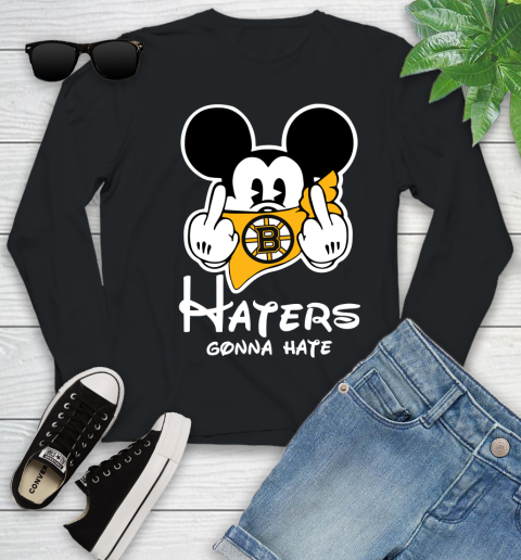 NHL Boston Bruins Haters Gonna Hate Mickey Mouse Disney Hockey T Shirt Youth Long Sleeve