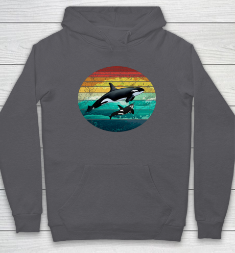 Orca Family Vintage Retro Art Killer Whale Family Hoodie 4