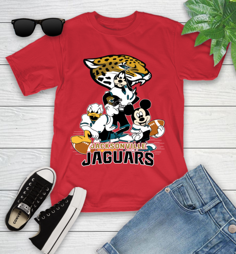 NFL Jacksonville Jaguars Mickey Mouse Donald Duck Goofy Football Shirt Youth T-Shirt 13