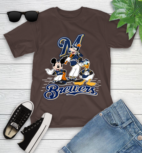 MLB Milwaukee Brewers Mickey Mouse Donald Duck Goofy Baseball T Shirt Youth T-Shirt 7