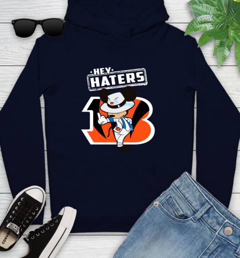 NFL Hey Haters Mickey Football Sports Cincinnati Bengals Youth Hoodie 3