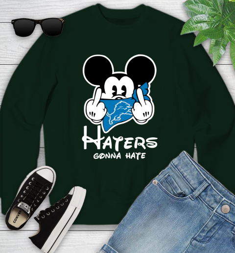 NFL Detroit Lions Haters Gonna Hate Mickey Mouse Disney Football T Shirt Youth Sweatshirt 9