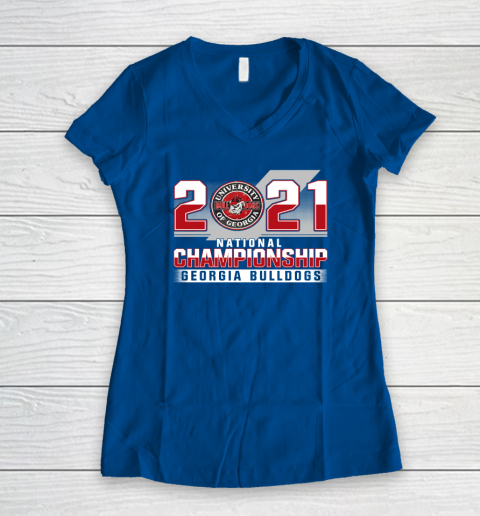 Georgia Bulldogs Championships 2021 Women's V-Neck T-Shirt 12