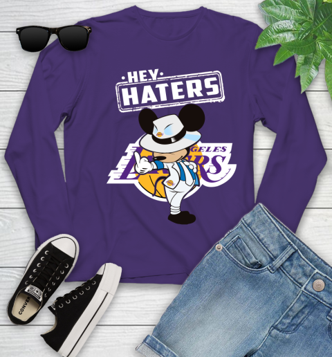 NBA Hey Haters Mickey Basketball Sports Los Angeles Lakers Youth Long Sleeve 4