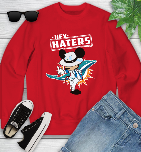NFL Hey Haters Mickey Football Sports Miami Dolphins Youth Sweatshirt 8